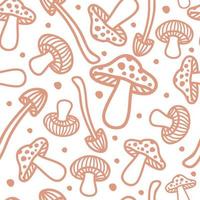 Seamless pattern with decorative mushrooms vector