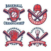 colorido logo de béisbol y colección de insignias vector