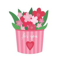 Vector illustration gift box with summer flowers