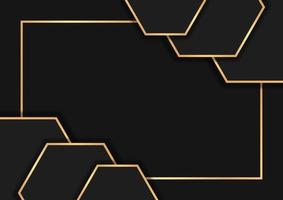 Luxury dark abstract background with golden lines vector