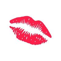 lápiz labial rojo impreso en blanco, labios femeninos de belleza vector
