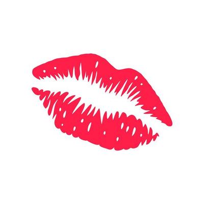 Red Lipstick Print on white, Beauty female lips