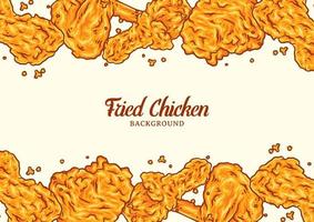 Crispy fried chicken background template vector