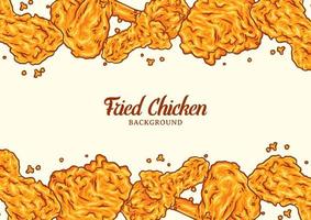 Crispy fried chicken background template vector