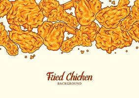 Crispy fried chicken background template vector