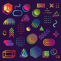 Set of retro memphis style elements vector