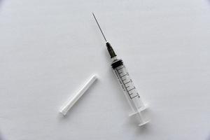 Medical syringe on a white background photo