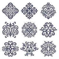 conjunto de patrones de damasco oriental vector