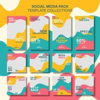 Set of trendy editable social media post template design vector