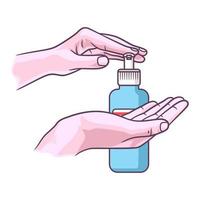 hands using hand sanitizer vector illustration, sanitizer disinfectant