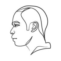 Continuous line art drawing of man face. Hand drawn minimalist style vector