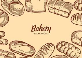 Vintage bakery background with sketched bread vector illustration