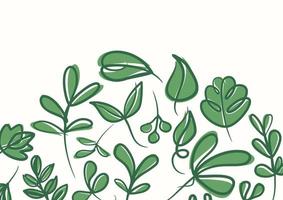 Botanical green floral leaves background with copy space for text vector