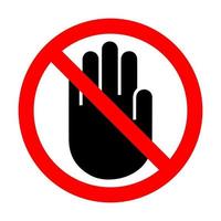 Black Hand Stop Forbidden Sign vector