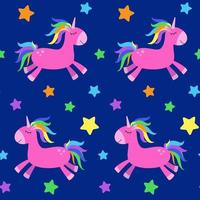 Seamless pattern with funny cartoon unicorn. Cute background. Magical and fairy tale animal. Print for nursery wallpaper, textile, clothes, wrapping paper, design and decor vector