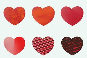 Watercolor red heart shapes icons set vector template for you