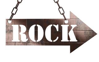 rock word on metal pointer photo