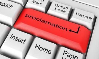 proclamation word on white keyboard photo