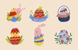 colección de pegatinas de huevos de pascua vector