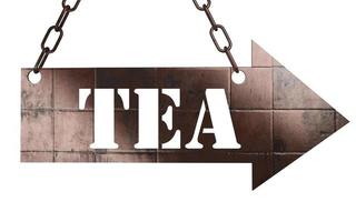 tea word on metal pointer photo