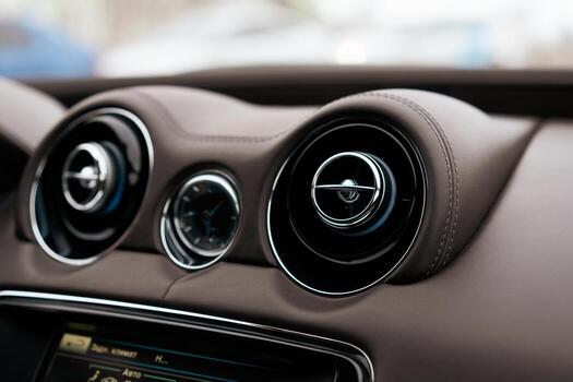 panel in auto new machine close-up photo