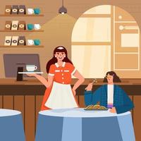 Cafe Waiter Serve Customer Concept vector