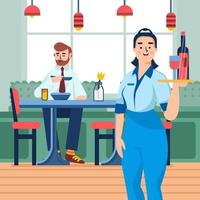 Restaurant Waiter Serve Drink Concept vector