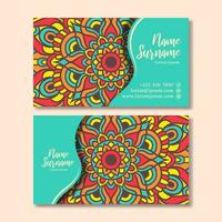 Vintage business card with mandala design template vector