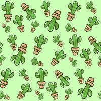 Cute cactus seamless vector pattern background