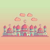 Detailed mosque colorful background vector