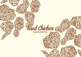 Crispy fried chicken background template vector