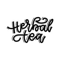 Herbal tea. Linear calligraphy hand drawn vector lettering text