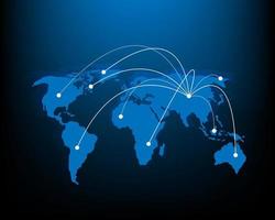 global network connection world map point illustration vector