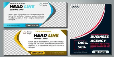 business banner template with 3 different color variations suitable for advertising, business promotion, product promotion, and etc. vector