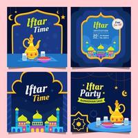 Set of Social Media Iftar Flat Design vector