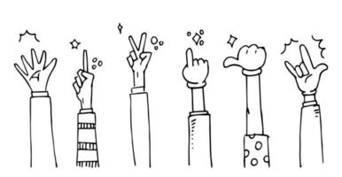 doodle hands up,Hands clapping. applause gestures. congratulation business. vector illustration