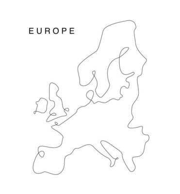 line art europa map. continuous line EU map. vector illustration. single line west states