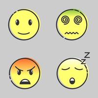 Emoji set, doodle emoticons, vector illustration.