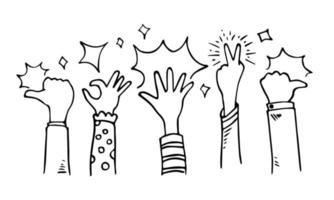 doodle hands up,Hands clapping. applause gestures. congratulation business. vector illustration