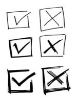 Tick and cross  signs. Checkmark OK and X icons. vector