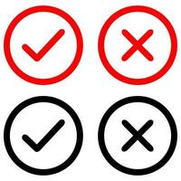 Tick and cross  signs. Checkmark OK and X icons. vector