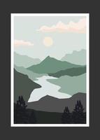 Abstract mountain painting, Abstract background, Premium Vector