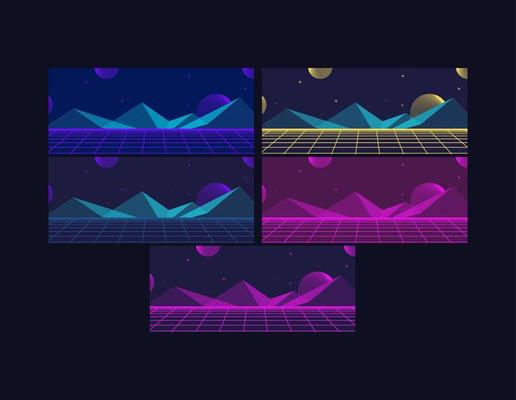set of Concept of Future digital technology metaverse