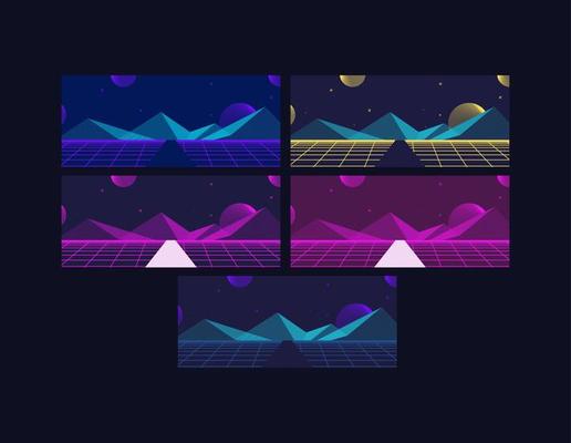 set of Concept of Future digital technology metaverse