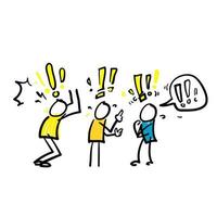 hand drawn doodle exclamation mark symbol for search of ideas, problem solving. in doodle style stick vector