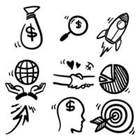 hand drawn doodle illustration related with business start up in cartoon style icon vector