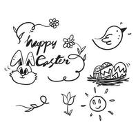 hand drawn doodle happy easter collection illustration vector