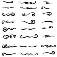 collection of handdrawn border and divider with unique swirl doodle style vector