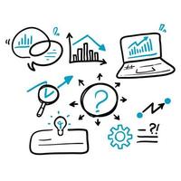 hand drawn Graph chart, Light bulb, Analytics, Engineering documentation illustration icon isolated in doodle style vector