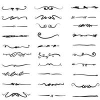 collection of handdrawn border and divider with unique swirl doodle style vector